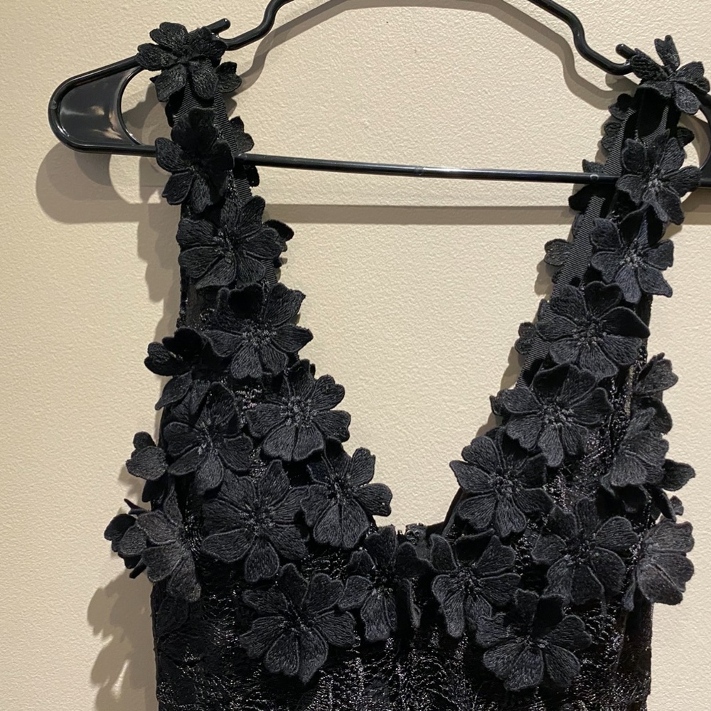Gamba Paris Black Lace Floral Dress
